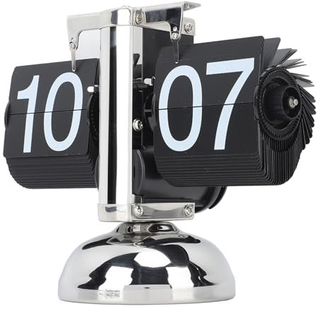 Ejoyous Digitale Flip-Down-Uhr, Retro-Mechanischer Klappuhr mit internem Getriebe, Große Zifferanzeige Faltbare Uhr 24H Kleine Schreibtischuhr für Zuhause Büro Dekoration (Schwarze Seite)