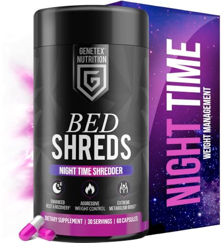 Bed Shreds Night Time Supplement for Weight Management & Sleep Aid. Valerian Root & Ashwagandha for a Deep Sleep. L-Carnitine, Capsicum & More, to Gently Support Weight - 60 Capsules, Made in UK