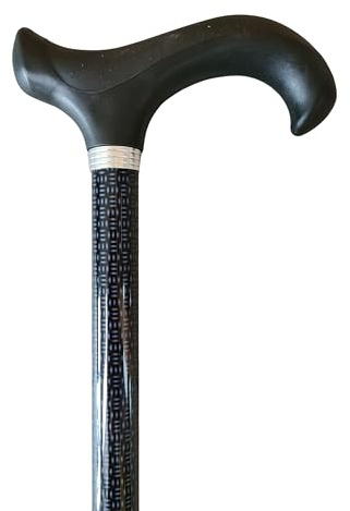 Stock-Fachmann® Leichtmetall Gehstock Black & Grey Alu Gehstock Derbygriff Mit Dämpfungspad Aus Gummi 10- Fach Höhenverstellbarer Gehhilfe Von 76cm Bis 98cm Eigengewicht 350g Belastbar Bis 100kg Leich