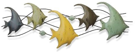 Wanddekoration, Metallfisch, 3D-Fisch-Wandskulpturen, großer Fischschwarm, Wandkunst, modernes Strandthema, Fisch, Ozeanation B