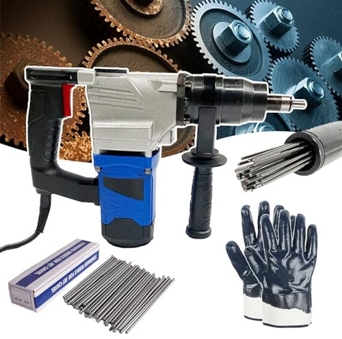 Rust Removal Tool Portable Electric Needle Scaler with 120pcs Descaling Needles &Non-Slip Gloves,for Rust/Slag/Paint Removal,850W Industrial Handheld Slag Cleaner-Adjustable Front Handle
