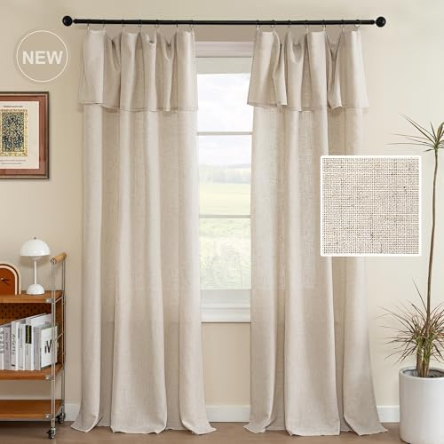 H.VERSAILTEX Linen Semi-Sheer Curtains 84 Inch for Living Room, Linen