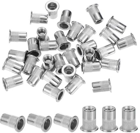 PATIKIL 1/4 Rivet Nut en acier inoxydable 304, finition, 100 pièces Rivet Nut à tête plate, écrou inséré fileté pour la de meubles, l'industrie électrique, argent