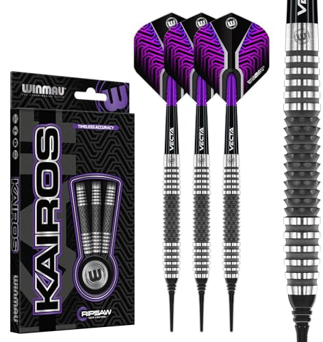WINMAU Kairos Series 90% professionelles Wolfram - Weiche Spitze - Dart-Set mit Dart Flüge und Dart-Schäften – erhältlich in 18 g Gewicht und Zwei Stilen