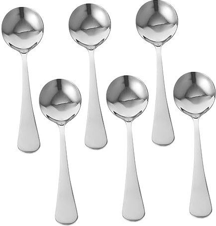 Ciieeo 6piezas Cuchara Redonda Grande De Acero Inoxidable Cucharas Soperas De Acero Inoxidable Para Artículos Esenciales De Cocina