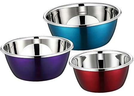 Cabilock 3-teiliges Set Mit Rührschüsseldeckeln Ineinander Stapelbare Schüsseln Aus Edelstahl Für Die Küche Multifunktionales Schüsselset Zum Kochen Backen Und Marinieren