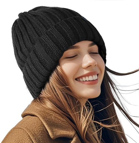 CUEMOON Damen Winter Strickmütze, warme Strickmützen, Winter Outdoor Warme Mützen