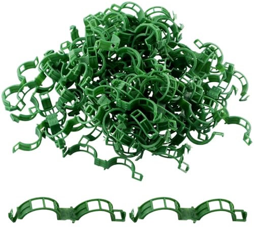 Toumett Plant Supports Clips,100pcs Tomato Support Plants for Indoor Outdoor-Plant,GreenLine Heavy-Duty,for Vegetable Garden Fruit Grafting Holder Tools,Raised Clip,Greenhouse Frame,Reusable
