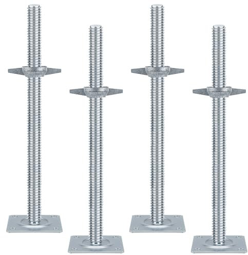 20 Scaffold Adjustable Leveling-Jack Parts - Yzzwer Galvanized Hollow Threaded Rod Scaffolding Feet for Baker Style Scaffolding 4 Pack
