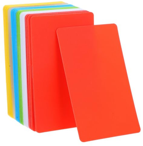 Housoutil Leere Plastikkarten 60 Stück Klein Robust Glatte Oberfläche Farbig Vielseitig Einsetzbar Für Visitenkarten Arbeitskarten Namensschilder Abzeichen