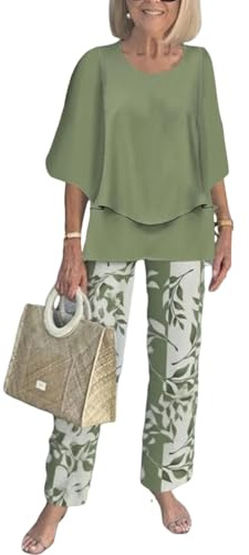 LOZ Lounge Sets for Women 2026 Summer 3/4 Sleeve Shirts Wide Leg Pants Sets | Tracksuit Sets, Travel Sets for Women 2 Piece, Airport Travel Outfit, Boho Floral Print, Crew Neck, Pantsuits, Summer Sets