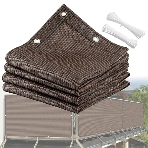 Voile Dombrage Rectangulaire Beige/Gris/brun, Paravent De Protection Pour Terrasse Résistante UV 90%, HDPE Filet D'Ombrage Respirant Résistant À La Chaleur, Différentes Tailles(Brown,2x5m (6.6x16.4ft)
