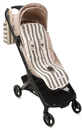 Mi Bollito - Colchoneta silla de paseo universal – Modelo a rayas acolchada y transpirable – 100% algodón – Compatible con todos los carros de bebé - Fabricado en España. (Negro)