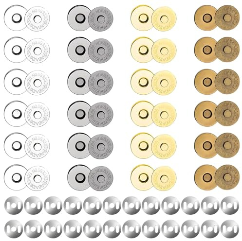SHILIUZHI 24 pièces de boutons magnétiques de 18 mm, 4 couleurs, Métal, Boutons magnétiques à pression pour sacs à main, manteaux, coupe-vent, porte-monnaie, sac à dos