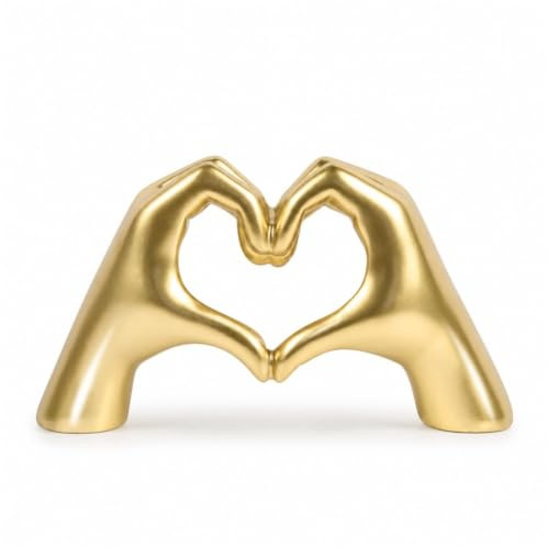 Raheem Herzform Hand Statue Resin Herz-Hände Skulptur Deko Gold | Skulptur Deko Mit Herz Und Händen, Goldene Deko Für Herzen Deko, Romantisches Geschenk Für Paare, Deko Herz Kunst Figur