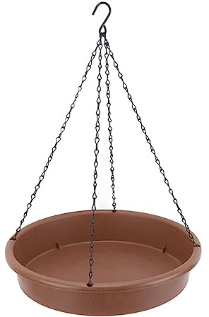Runde hängende Vogelfutterschale aus Kunststoff, braun, großes Fassungsvermögen, langlebig, für den Außenbereich, Vogelbad, Hof