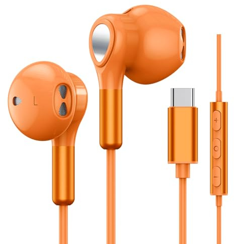 USB-C-Kopfhörer für Samsung Galaxy S25, S24, S23, Ultra, S22, S21, FE, S20, A54, A53, USB-C-Kopfhörer mit Mikrofon, Lautstärkeregler, kabelgebunden, USB-Typ-C-Kopfhörer für iPhone 17, 16, 15, Pro Max