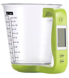 Pichet doseur numérique, instrument de mesure électronique de cuisine pichet numérique multifonction cuisine peser la température volume balance tasse avec écran LCD amovible vert