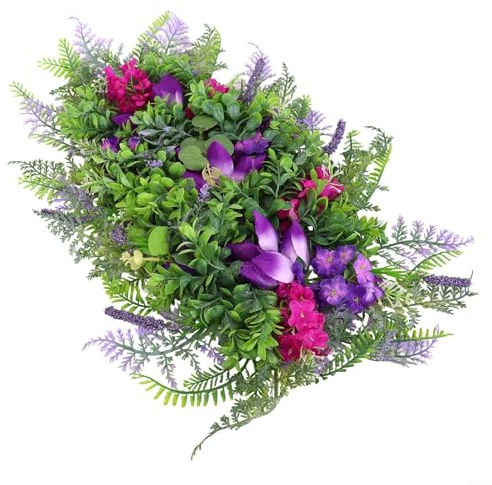 Guirnalda de flores de primavera con tulipanes artificiales y hortensias para decorar puertas, paredes, áreas de jardín y hogares de estilo granja