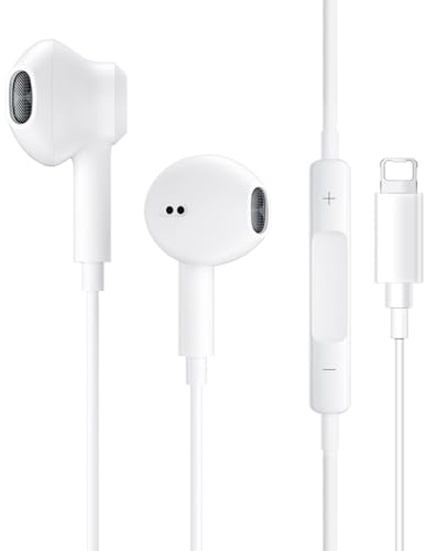 JYmusic Cascos iPhone Cable,Auriculares para iPhone,Cascos con Cable con Aislamiento de Ruido Soporte Control de Volumen de Llamadas,Compatible con iPhone 13/12/11 Soporta Todo el Sistema i0S