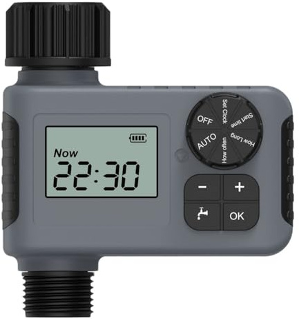 Timer di irrigazione intelligente per giardino, regolatore automatico per irrigatore con display LCD, temporizzazione da 1 min a 240 ore, opzioni di filettatura doppia NH3/4 e BSP3/4 (BSP3/4)