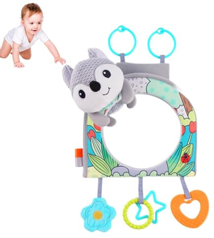 Car Seat Toy, Baby Car Mirror Toy For Rear Facing, Travel Baby Activity Center with Engaging Mirror, Teether fo Hanging Toys