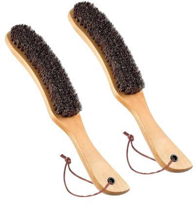2PCS Clothes Brush, Boar Bristle Lint Brush with Natural Boar Bristles, Wool and Cashmere Brush for Coats and Suits, Velvet Brush for Sofa and Upholstery, Reusable Garment Care Cleaning Tool