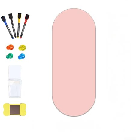 PureBowlic Magnetisk tavla väggdekal för barnrum, 30 x 90 cm rosa PET självklistrande whiteboardklistermärke för krita och trasa, avtagbar ritbräda (rosa)