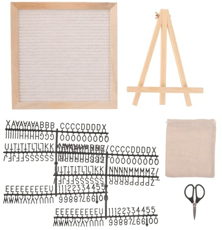Lurrose 1 set filtbokstavstavla, 25 cm svart utbytbar anslagstavla med bokstäver, siffror och symboler, träramfiltskylt med stativ för babymeddelanden, bröllopsfest