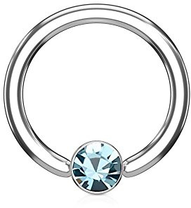 beyoutifulthings Ring eingefasster ZIRKONIA 4mm Brustwarzen-Piercing Intim-Piercing Brust-Piercing Edelstahl Silber Ring 1,2mm/1,6mm 8mm/10mm/12mm