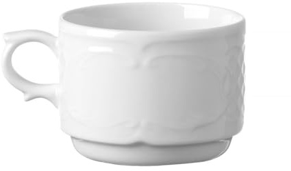HENDI Tasse à cappuccino avec bords renforcés, 250 ml, ø87 mm, porcelaine blanche
