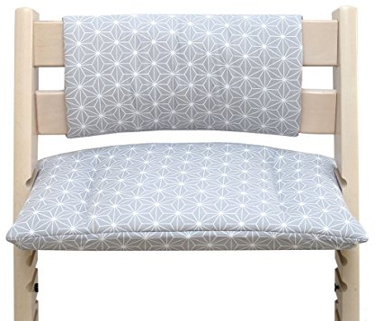 Blausberg Baby - Sitzkissen Kissen Polster Set Junior für Tripp Trapp ohne Schlitz im Sitzkissen, Materialien OEKO-TEX® Standard 100 zertifiziert (Happy Star Grau)