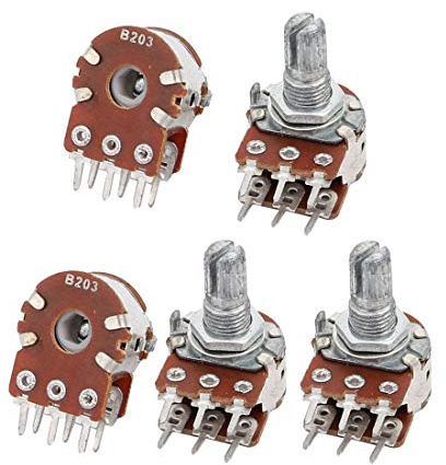 sourcing map 5 Stück Einstellbare Drehknopf Potentiometer B203 20K Ohm Vierfach Linear