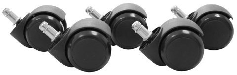 KADIMA DESIGN 5 Rollen Bürostuhlrollen Pin 11mm Ø50mm Hartbodenrollen Stuhlrollen Schwarz