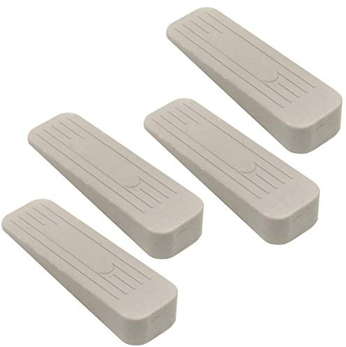 fiXte 4 Pack of Deluxe Heavy Duty Non-Slip Rubber Door Wedge Stopper, Light Grey/Cream