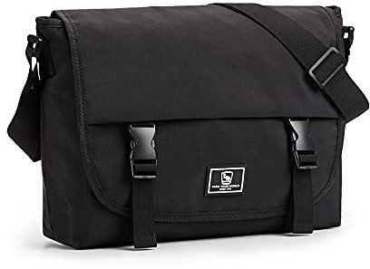 OIWAS Klassische Kuriertasche für Herren - 14 Zoll Satchel Taschen für Jungen Laptop Umhängetasche Freizeit Crossbody Männer Frauen Büchertasche Büro Aktentasche, Schwarz, Large