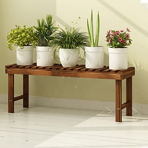 JosuE Pflanzenregale Garten Stufenhölzerner Blumenständer Balkongrünpflanzenständer Wohnzimmerblumentopfständer Gartendekorationsständer (Color : Brown, Size : 58x25x30cm)