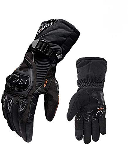 Baceyong Guantes de Motocicleta, Guantes de Motocicleta Cálidos e Impermeables para Hombres con Protección Rígida de Las articulaciones Guantes de Pantalla Táctil para Equitación, Bicicleta de