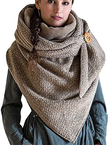 Niwicee Scarf triangel dam sjal knapp knapp triangel halsduk ränder varm mjuk mönstrad enfärgad hösthalsduk vinterhalsduk höst vinter gåva halsduk kvinnor (flerfärgad 12, 1 st), W35KH, En Storlek