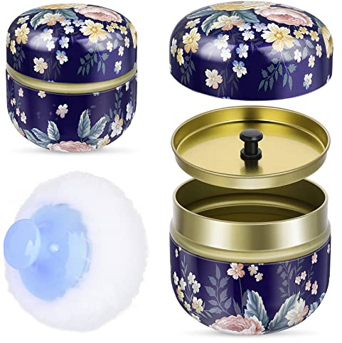 Sibba Puderdose mit Puderquaste für Körperpuder Leerer Behälter Staubpuderdose Puderquaste Make up Sponge Schwämmchen lose powder puff mit behälter für Baby Nach Dem Bad Make-Up-Puderspender