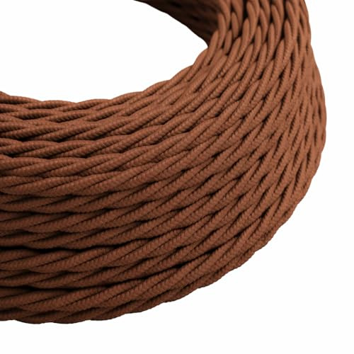 5 Meter Vintage 3 Core Twisted Electric Cable Fabric Covered Wire Italian Braided 0.75 mm Electrical Cable Flexible Wire for Lighting Other Appliances (Brown)