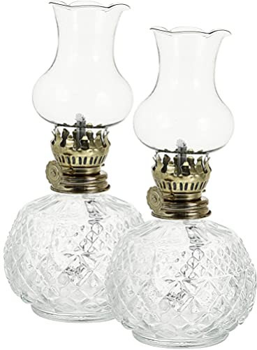 Zerodeko 2stücke Vintage Glas Öl Lampe Kerosinlampe Retro Tischlampe Petroleumlampe Dekorative Lampe Für Zuhause Petroleumlicht Ohne Strom Bedarf Wohndekor