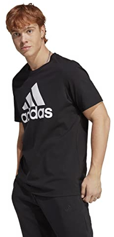 adidas Men's Essentials Single Jersey Big Logo Tee, Black / White, M