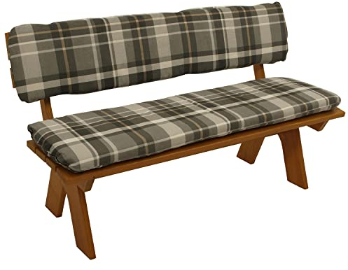 DEGAMO Polsterauflage Bankauflage Set Seattle 2-teilig für Bank 3-sitzer 150cm, Separates Rückenpolster, grau/beige kariert, Outdoor