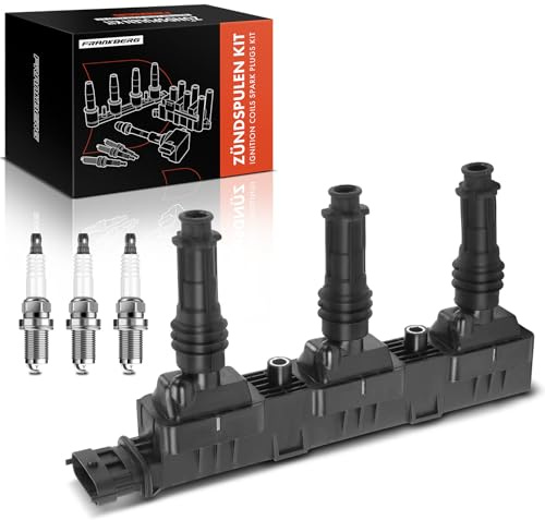 Frankberg 1x Zündspule + 3x Zündkerze 1208306 | Kompatibel mit Agila (A) H00, Corsa B S93, Corsa C X01, Corsa MK I B, Agila MK I H00, Corsa MK II (C) X01