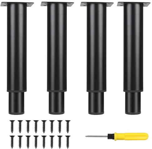 DBREAKS 4 Stück Möbelfüße, 18-33cm Verstellbare Möbelfüße, Schwarz Metallfüße, Tischbeine mit Schrauben, Möbelbeine&Schrankfüße für Couchtische,Schränke, Sofa,Nachttisch,TV-Schränke, Schubladen