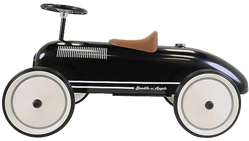 Bandits & Angels Metall Rutschauto Oldtimer Retro Schwarz ab 1 Jahr für Jungen und Mädchen – Laufauto für Kinder Retro Black – für drinnen und draußen