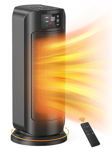 Faryuan Space Heaters for Indoor Use, 1500W Fast Heating, Portable Ceramic Heater with Thermostat, 4 Modes, Timer, Oscillating Electric Room Heater with Remote, Safe for Office Bedroom Large Room Use