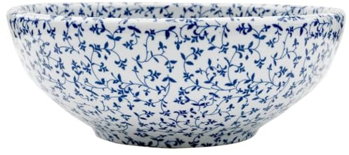 vidaXL Lavabo da Appoggio Bianco e Blu Rotondo Φ41x14 cm Ceramica, lavandino da appoggio, lavandino da Bagno, lavamani, lavabo da Bagno, lavabo