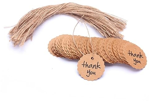 NUOBESTY 100St Geschenketiketten Zubehör Papieranhänger rustikale Geschenkanhänger europäisch und amerikanisch danke tag Gunst-Tag für die Hochzeit Kraftpapier Schild rundes Papier